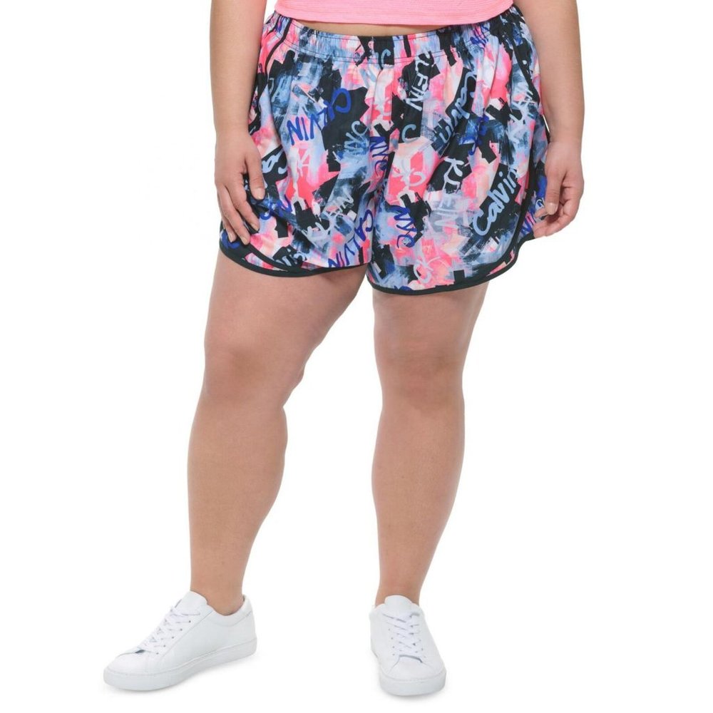 NWT Calvin Klein Plus Size Printed Running Shorts PF2X8769 3X Bold Blue - Picture 1 of 5